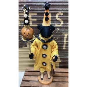 Bethany Lowe Vicki Smyers Halloween Black Bear Clown With Pumkin Trick or Treat
